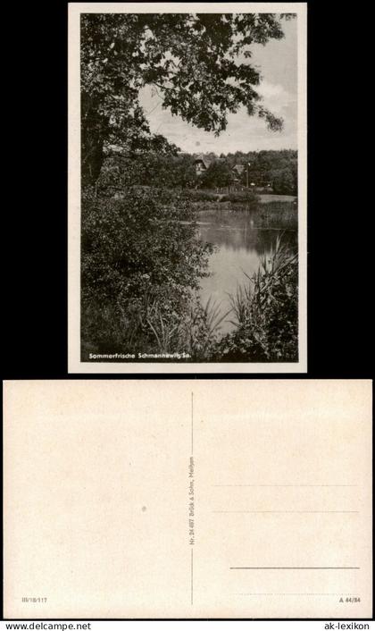 Ansichtskarte Schmannewitz-Dahlen Blick auf den Ort 1954