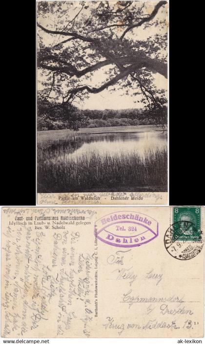 Ansichtskarte Schmannewitz-Dahlen Partie am Waldteich 1928