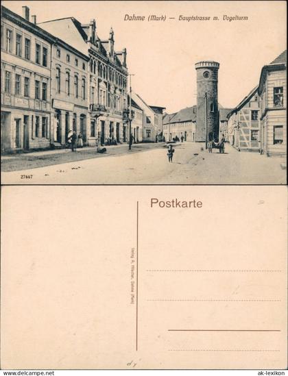 Ansichtskarte Dahme (Mark) Hauptstrasse m. Vogelturm 1913