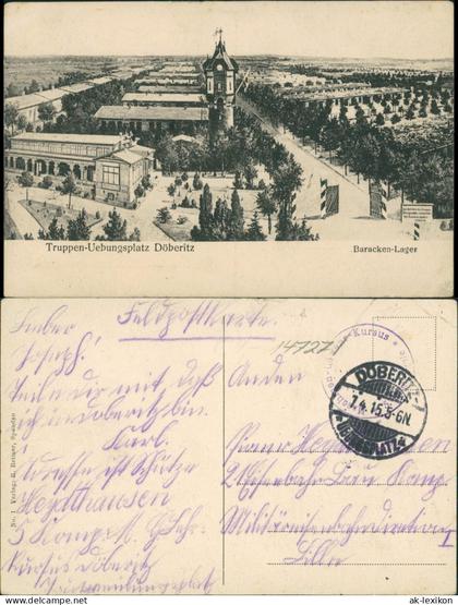 Ansichtskarte Dallgow-Döberitz Baracken-Lager, Truppenübungsplatz g1915