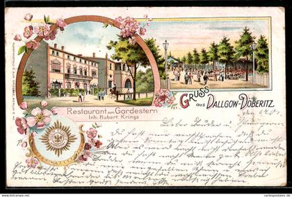 Lithographie Dallgow-Döberitz, Restaurant zum Gardestern, Garten