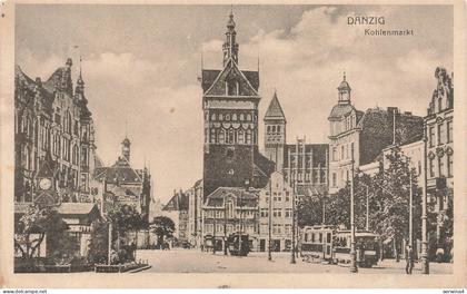 AK Danzig Kohlenmarkt Altstadt Straßenbahn Danzig Postkarte
