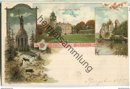 Detmold - Residenzschloss - Externsteine - Verlag Paul Metzentin Detmold - ca. 1895