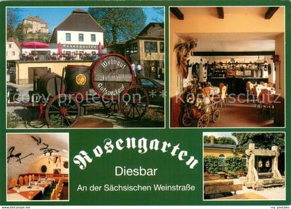 Diesbar-Seusslitz Rosengarten Diesbar Terrasse Bierwagen Gastraeume Brunnen