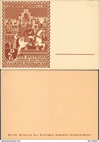Dortmund Künstlerkarte Deutsche Sammlergemeinschaft Dortmund 1938