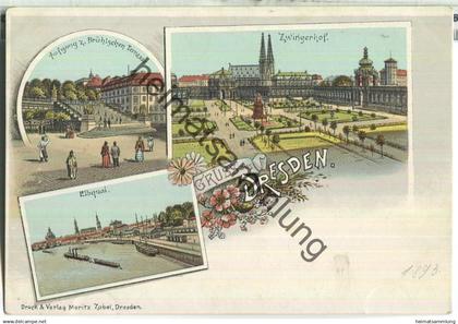 Dresden - Zwingerhof - Elbquai - Verlag Moritz Zobel Dresden