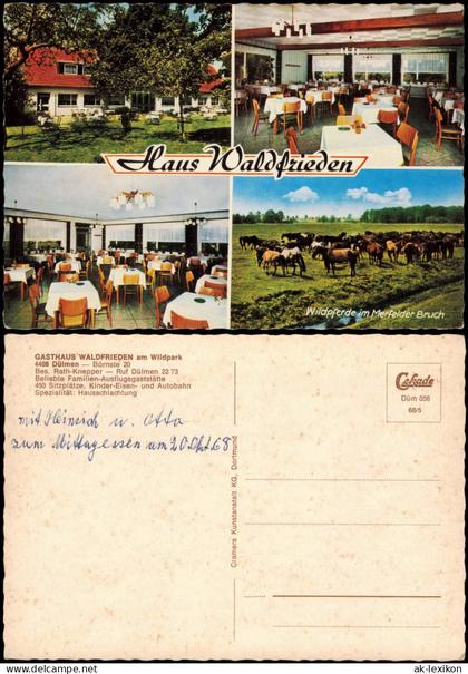 Ansichtskarte Dülmen 4 Bild Haus Waldfrieden - Gastraum 4 Bild 1968