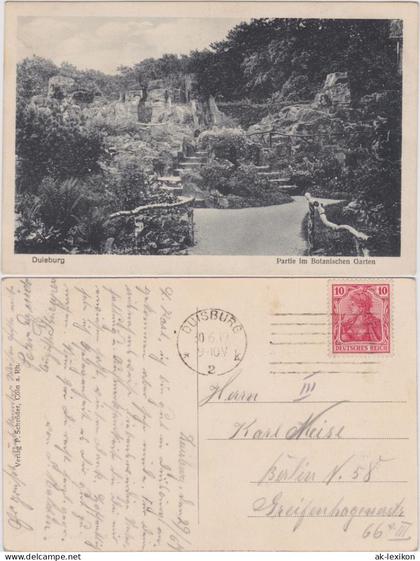 Ansichtskarte Duisburg Partie im Botanischen Garten 1919
