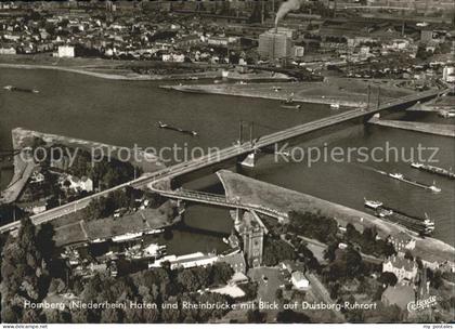 Homberg Duisburg Fliegeraufnahme Hafen Rheinbruecke Duisburg Ruhrort