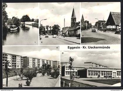 AK Eggesin /Ueckermünde, Hafen an der Randow, Bahnhofstrasse, Strasse der Freundschaft, Kinderkombination