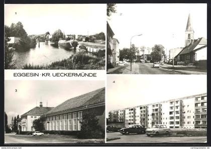 AK Eggesin /Ueckermünde, Randow, Bahnhofstrasse, HO-Gaststätte Hotel Mecklenburg, Neubauten