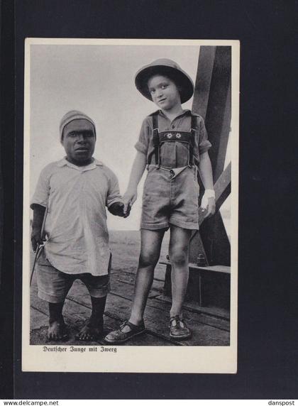 Dt. Reich AK Deutsch-Kamerun Junge mit Zwerg