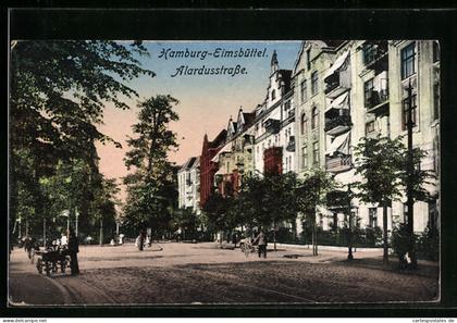 AK Hamburg-Eimsbüttel, Alardusstrasse mit Passanten