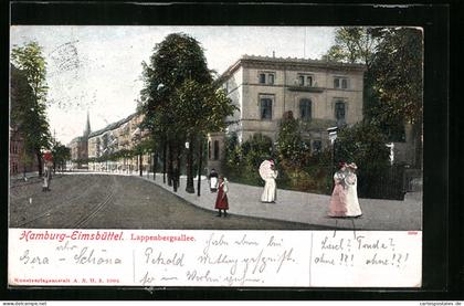 AK Hamburg-Eimsbüttel, Lappenbergsalle mit Passanten