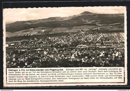 AK Eislingen a. Fils, Gesamtansicht mit Hohenstaufen vom Flugzeug aus gesehen
