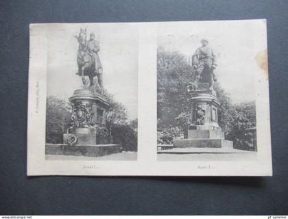 1920er Jahre AK Frankreich / Deutsches Reich AK mit Statuen Avant / Apres Stempel Metz (Elsass) par Lauterbourg