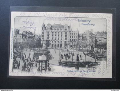 DR / Elsass AK 1902 Strassburg Kleberplatz / Place Kleber. Kunstverlag von Felix Luib, Strassburg im Elsass