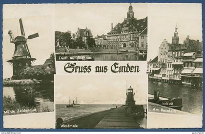 Gruss aus Emden Ratsdelft Westmole Windmühle, gelaufen 1954 (AK4305)