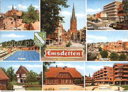 Emsdetten Markt Kirchstrasse mit St Pankratius Rathaus Freibad Alter Speicher De
