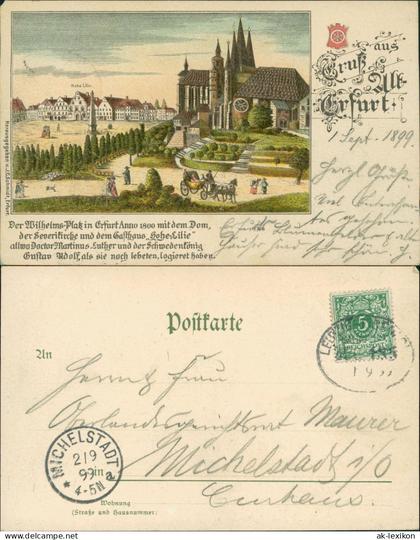 Ansichtskarte Erfurt Der Wilhelmplatz Alt-Erfurt 1899