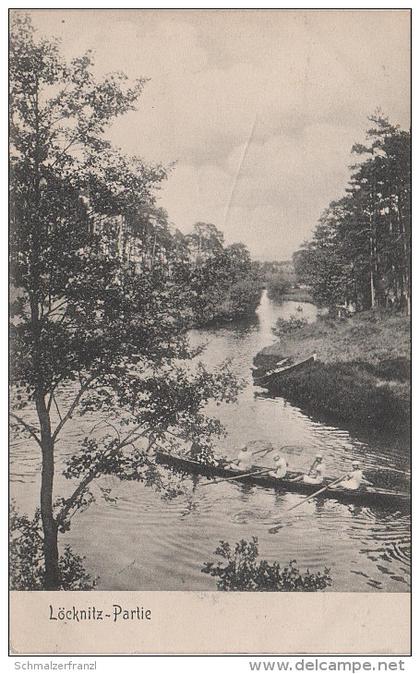AK Löcknitz Partie Ruderboot Fluss bei Erkner Müncheberg Fangschleuse Grünheide Berlin Spree Stempel Woltersdorf