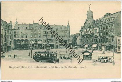 Essen - Kopstadtplatz - Kolosseum - Kriegerdenkmal - Strassenbahn