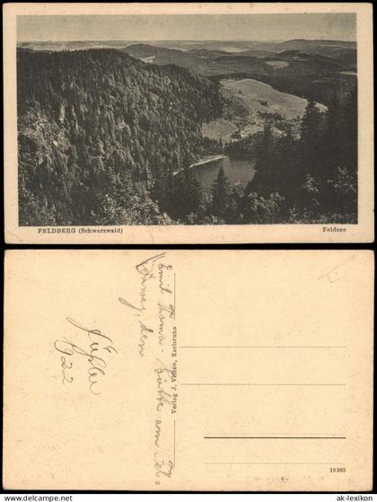 Ansichtskarte Feldberg (Schwarzwald) FELDBERG (Schwarzwald) mit Feldsee 1922