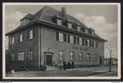 AK Flöha i. Sa., Postamt in der Strassenansicht