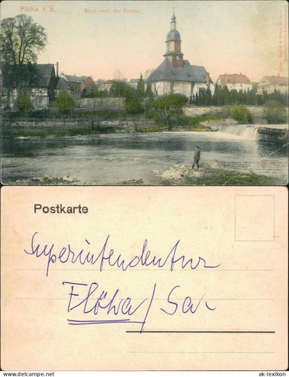 Ansichtskarte Flöha (Sachsen) Kirche, Fluss 1900