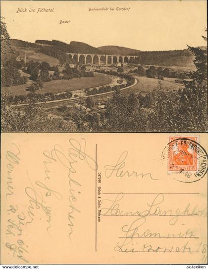 Ansichtskarte Hetzdorf-Flöha (Sachsen) Viadukt 1917