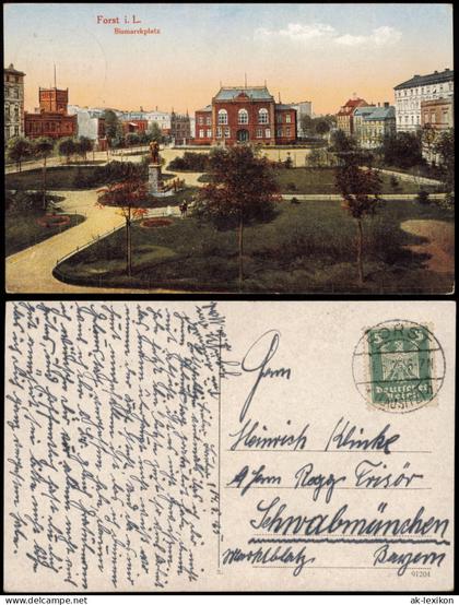 Ansichtskarte Forst (Lausitz) Baršć Bismarckplatz 1925