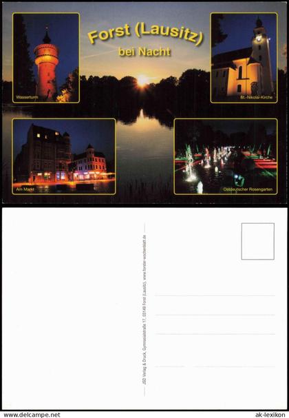 Forst (Lausitz) Baršć MB bei Nacht Wasserturm Markt Rosengarten 2004