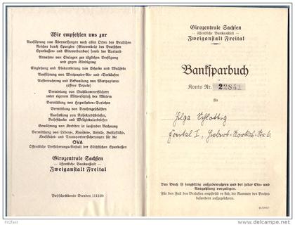 Sparbuch der Girozentrale Freital , 1944 , Helga Schlottig , Bank , Sparkasse !!!