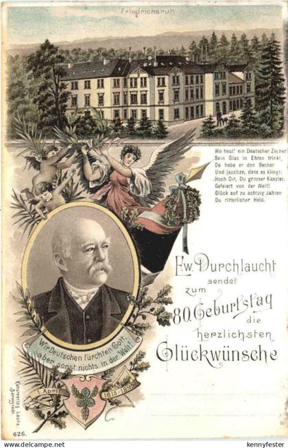 Friedrichsruh - Fürst von Bismarck 80. Geburtstagsparty- Prägekarte