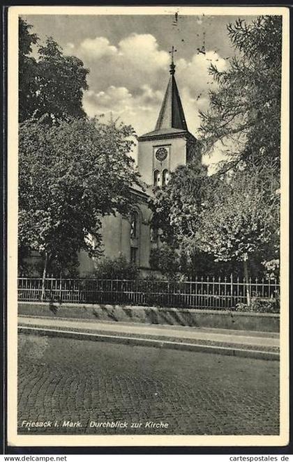 AK Friesack i. Mark., Durchblick zur Kirche