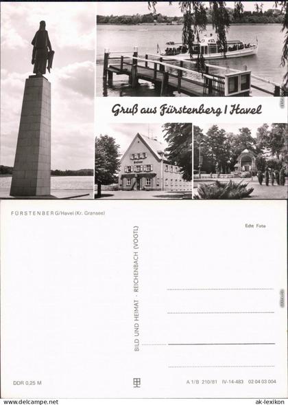 Fürstenberg Havel Stadtteilansichten Denkmal, Anlegestelle, Freilichtbühne 1981