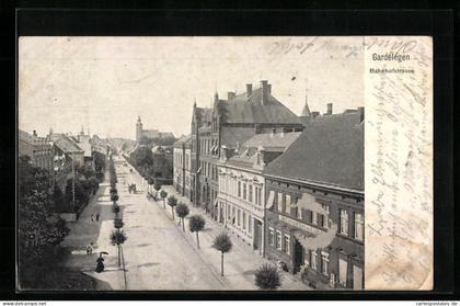 AK Gardelegen, Blick die Bahnhofstrasse hinunter