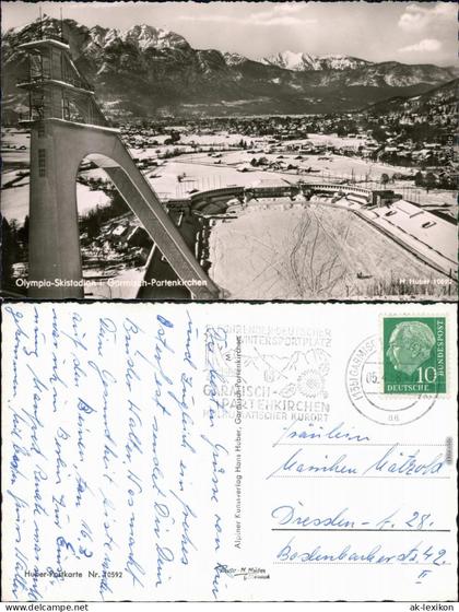 Ansichtskarte Garmisch-Partenkirchen Olympia-Sprungschanze 1958
