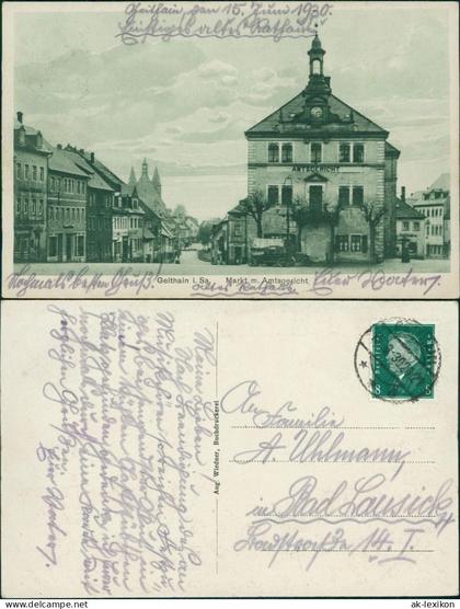 Ansichtskarte Geithain Marktplatz und Amtsgericht 1930