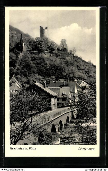AK Gemünden a. Main, Ortspartie mit Scherenburg