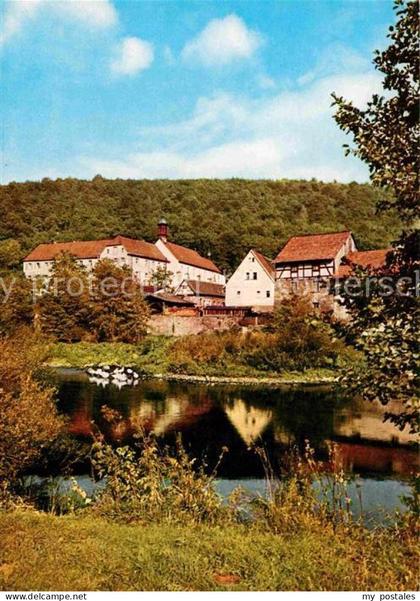 Schoenau Gemuenden Franziskaner Minoritenkloster Uferpartie an der Saale