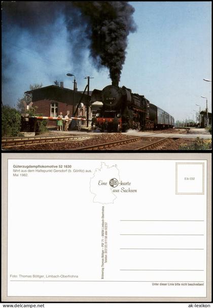 Gersdorf Güterzugdampflokomotive 52 1630 am Haltepunkt Gersdorf 1982