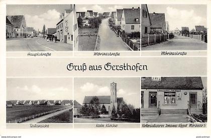 Deutschland - GERSTHOFEN (BY) Mehrfachansicht - Hauptstrasse - Mövikestrasse - Teilansicht - Kath. Kirche - Kolonialware