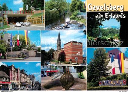 Gevelsberg Teilansichten Stadtautobahn Kirche Innenstadt Fahnen Partie am Fluss