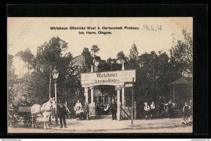 AK Glienicke, Gasthaus Hermann Glagow, Pferdekutsche