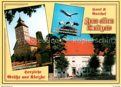 Kletzke Hotel Gasthof Zum alten Quitzow Kirche Storchennest