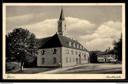 AK Glonn, Marktplatz mit Rathaus