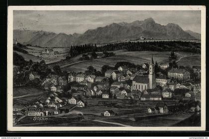AK Glonn, Ortsansicht mit Bergen