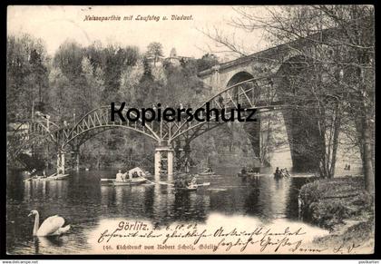 ALTE POSTKARTE GÖRLITZ NEISSEPARTHIE MIT LAUFSTEG UND VIADUCT NEISSE-VIADUKT Zgorzelec Zhorjelc Ansichtskarte postcard