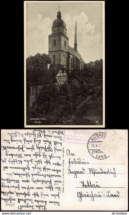 Ansichtskarte Gößnitz Kirche. 1939